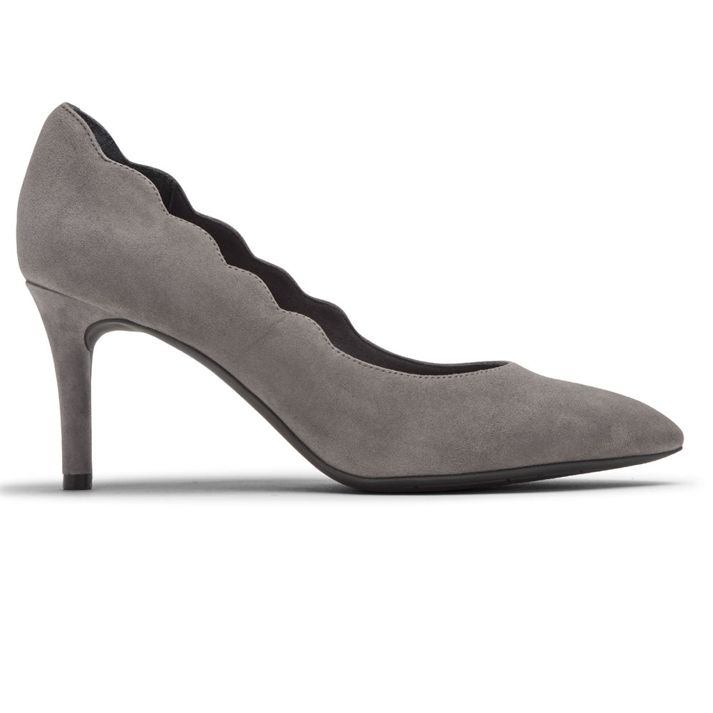 Zapatos De Tacones Rockport Mujer Mexico - Total Motion 75Mm Scalloped Grises - PKBIM8973